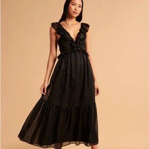 Abercrombie Black Ruffle Maxi Dress